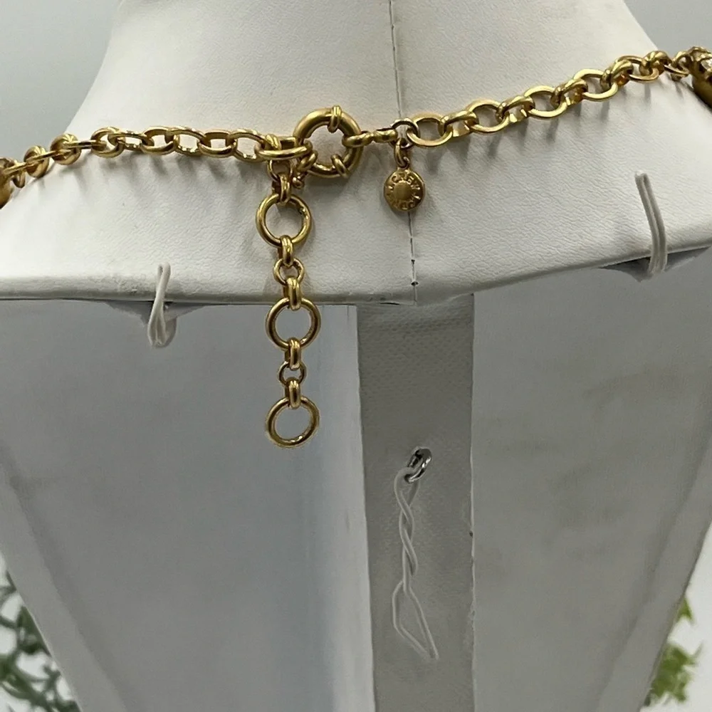 J.‎ Crew Crystal Clear Shimmering Rivoli Gold Tone Statement Necklace